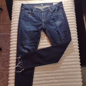 rag & bone Dre Low Rise Boyfriend Jeans Womens 32 Dark Wash/Yesler Frayed Hem